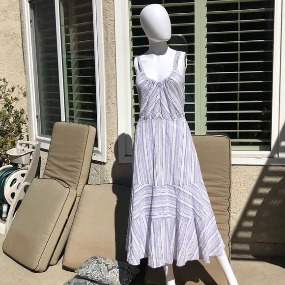 Rebecca Taylor Leila Stripe Cotton Midi Dress - Medium - Picture 5 of 15